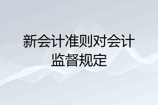 新会计准则对会计监督规定