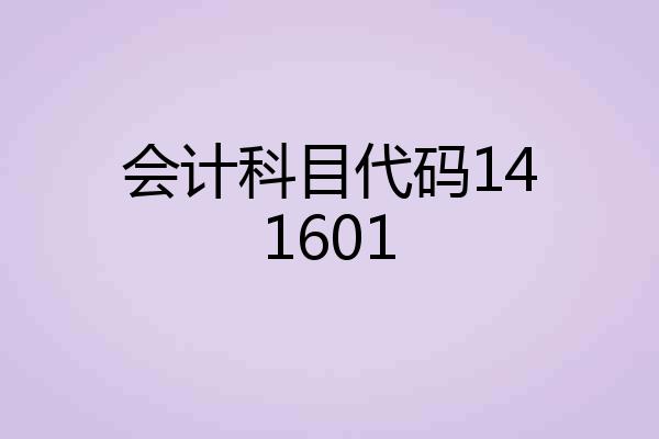会计科目代码141601