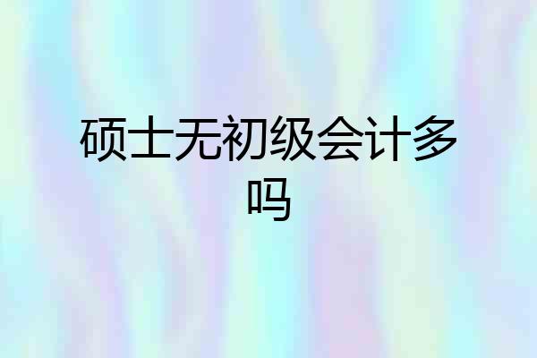 硕士无初级会计多吗