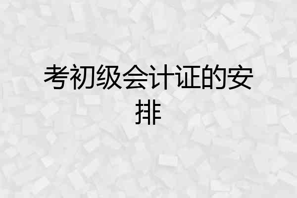 考初级会计证的安排
