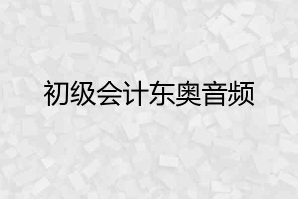 初级会计东奥音频