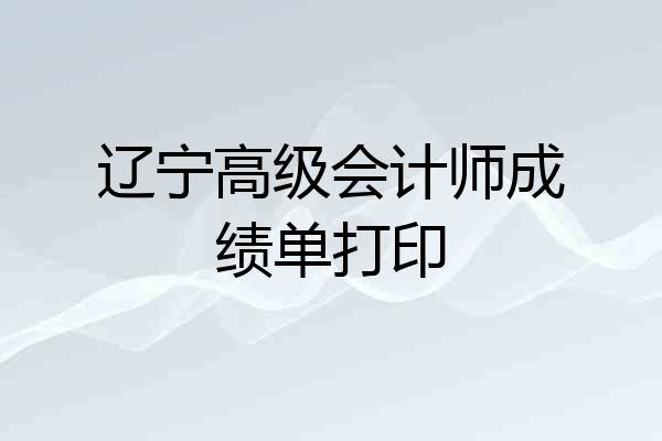 辽宁高级会计师成绩单打印
