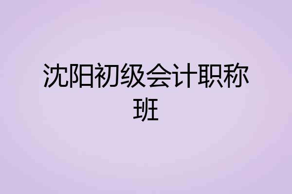 沈阳初级会计职称班