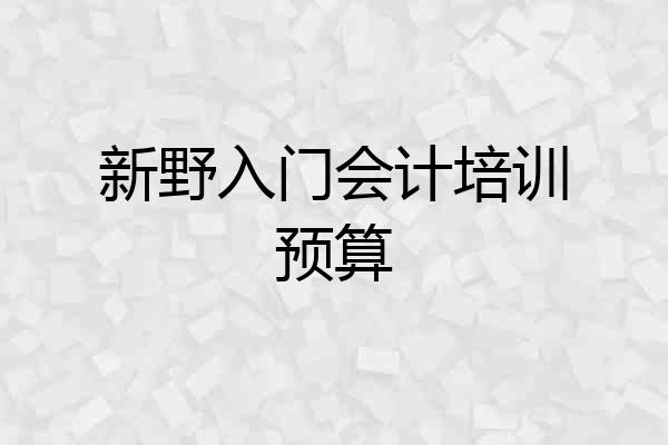 新野入门会计培训预算