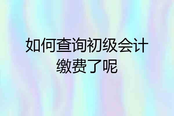 如何查询初级会计缴费了呢