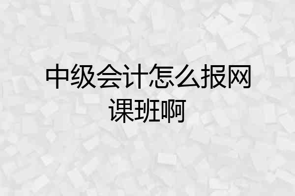 中级会计怎么报网课班啊