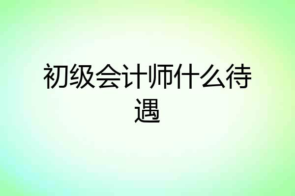 初级会计师什么待遇