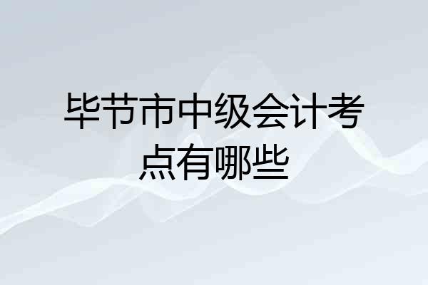 毕节市中级会计考点有哪些