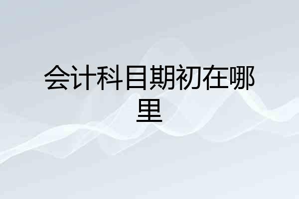 会计科目期初在哪里