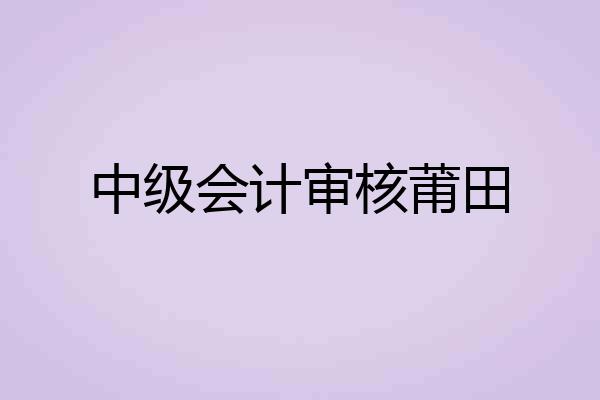 中级会计审核莆田