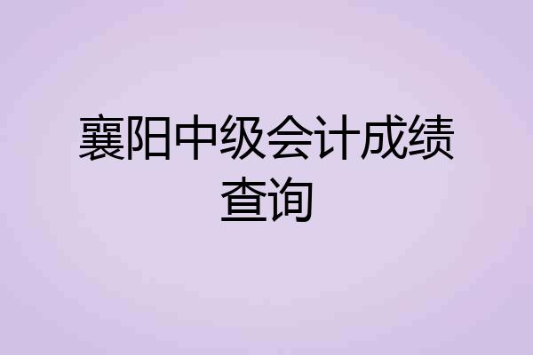襄阳中级会计成绩查询