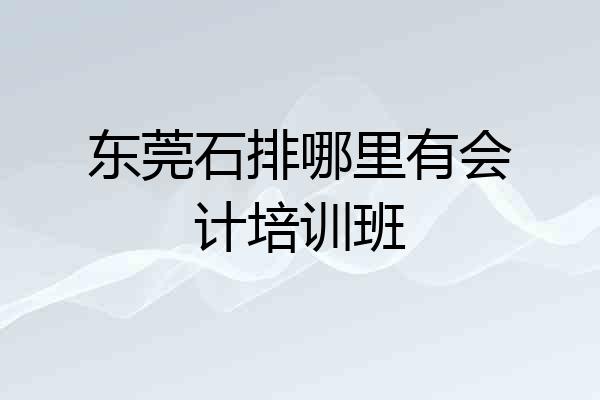 东莞石排哪里有会计培训班
