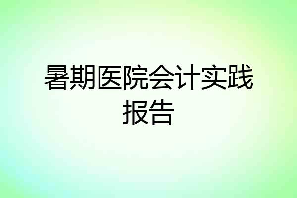 暑期医院会计实践报告