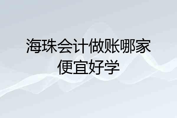 海珠会计做账哪家便宜好学