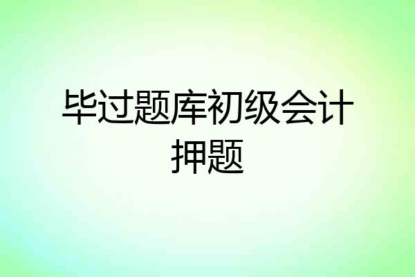毕过题库初级会计押题
