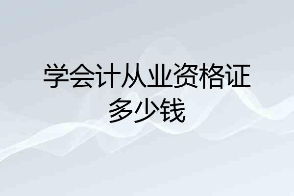 学会计从业资格证多少钱