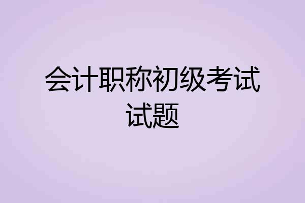 会计职称初级考试试题