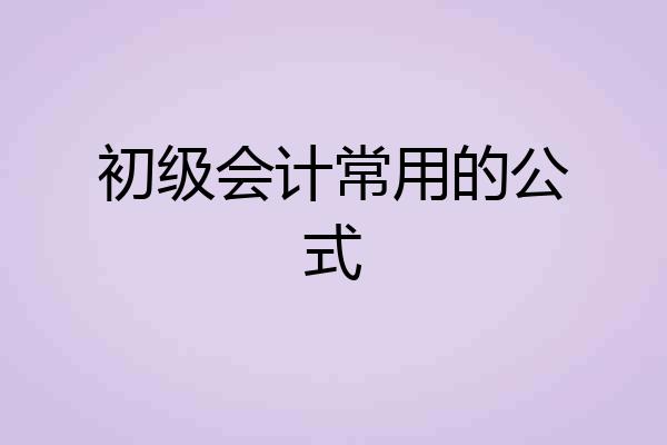 初级会计常用的公式