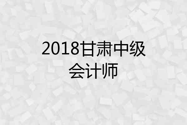 2018甘肃中级会计师