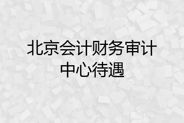 北京会计财务审计中心待遇
