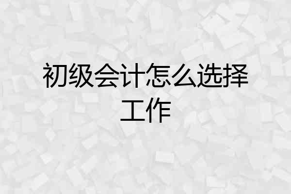 初级会计怎么选择工作