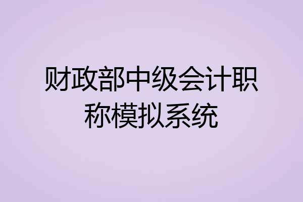 财政部中级会计职称模拟系统