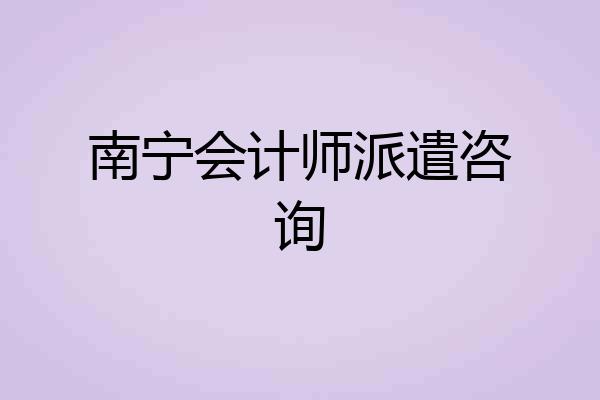 南宁会计师派遣咨询