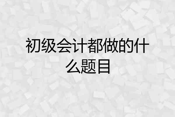 初级会计都做的什么题目