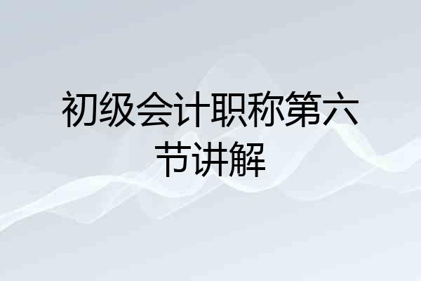 初级会计职称第六节讲解