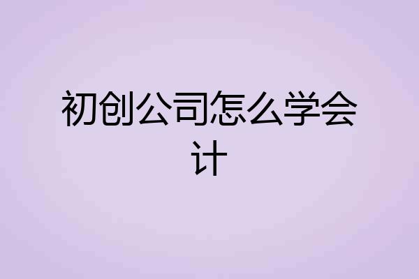 初创公司怎么学会计