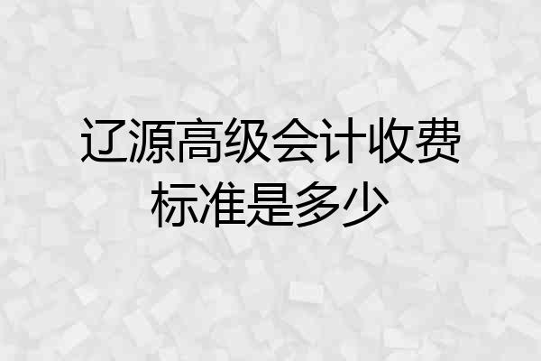 辽源高级会计收费标准是多少