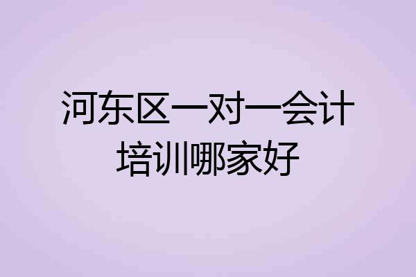 河东区一对一会计培训哪家好