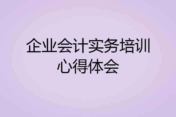 企业会计实务培训心得体会