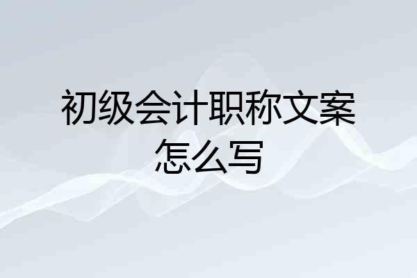 初级会计职称文案怎么写