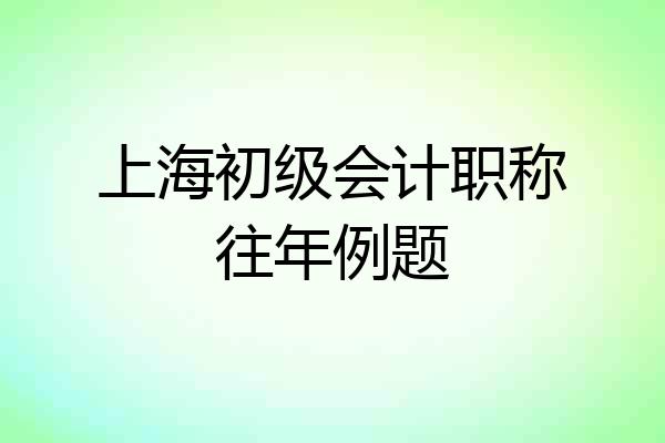 上海初级会计职称往年例题