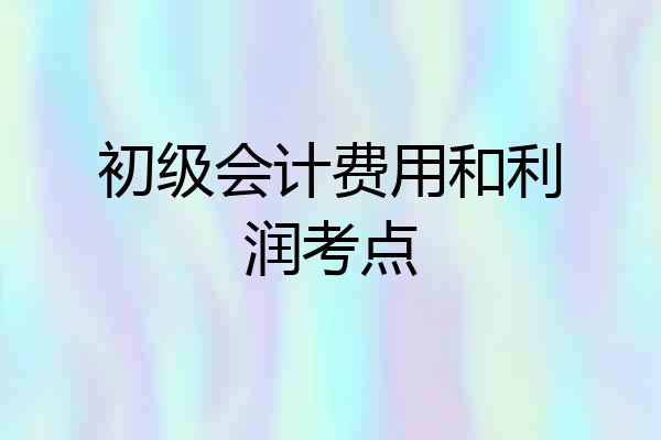 初级会计费用和利润考点