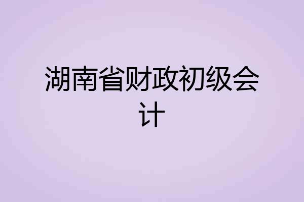 湖南省财政初级会计