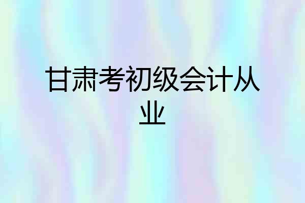 甘肃考初级会计从业
