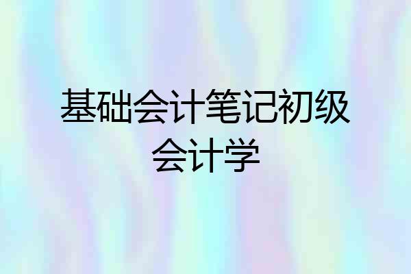 基础会计笔记初级会计学