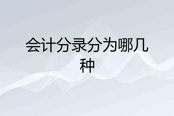 会计分录分为哪几种