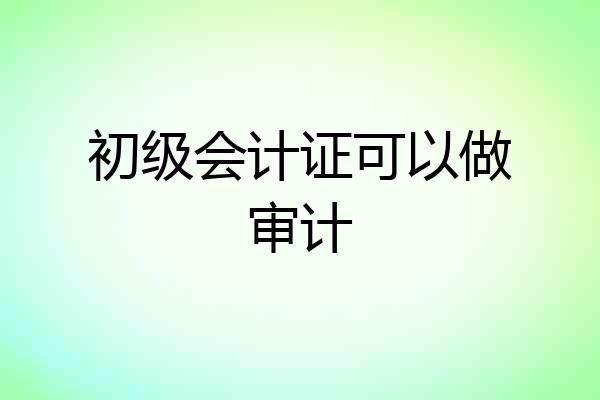 初级会计证可以做审计