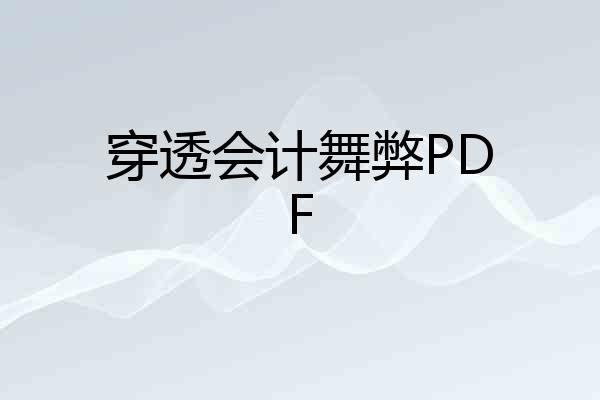 穿透会计舞弊PDF