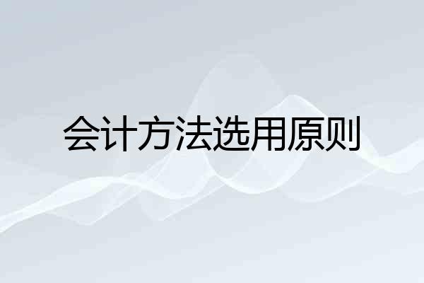 会计方法选用原则