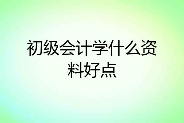初级会计学什么资料好点