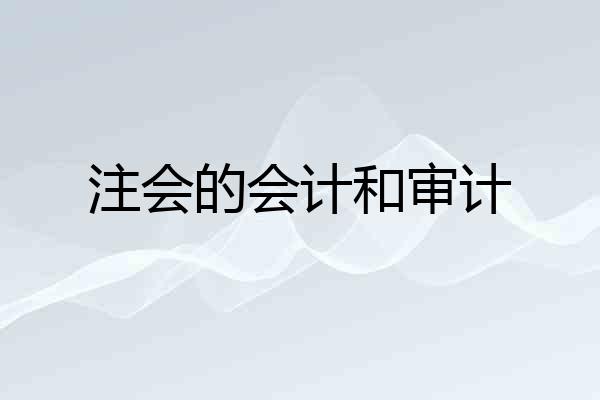 注会的会计和审计
