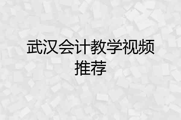 武汉会计教学视频推荐