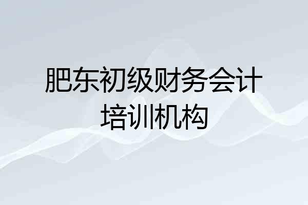 肥东初级财务会计培训机构
