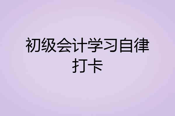 初级会计学习自律打卡