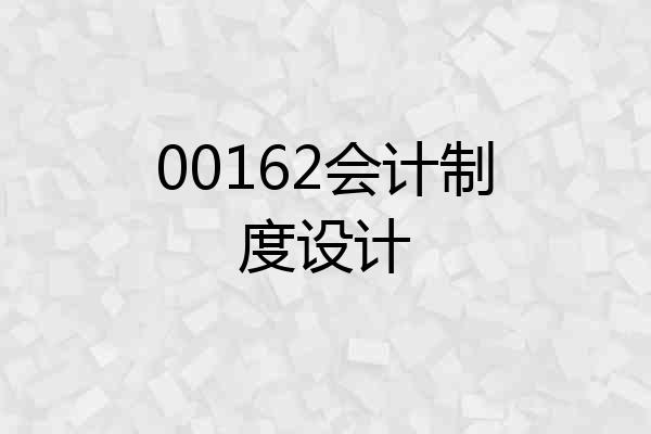 00162会计制度设计