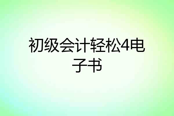 初级会计轻松4电子书
